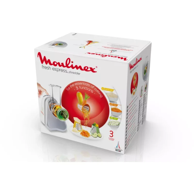Râpe légumes électrique Moulinex DJ753E10 FRESH EXPRESS ARGENT 3 CONES – Image 2
